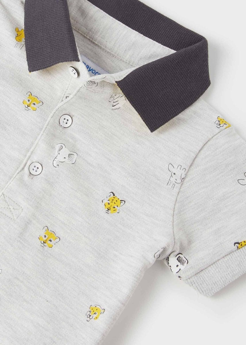 Mayoral Baby Short Sleeve Polo w/ Tigers _Heather Grey 1108 - 33 - NorthBoys