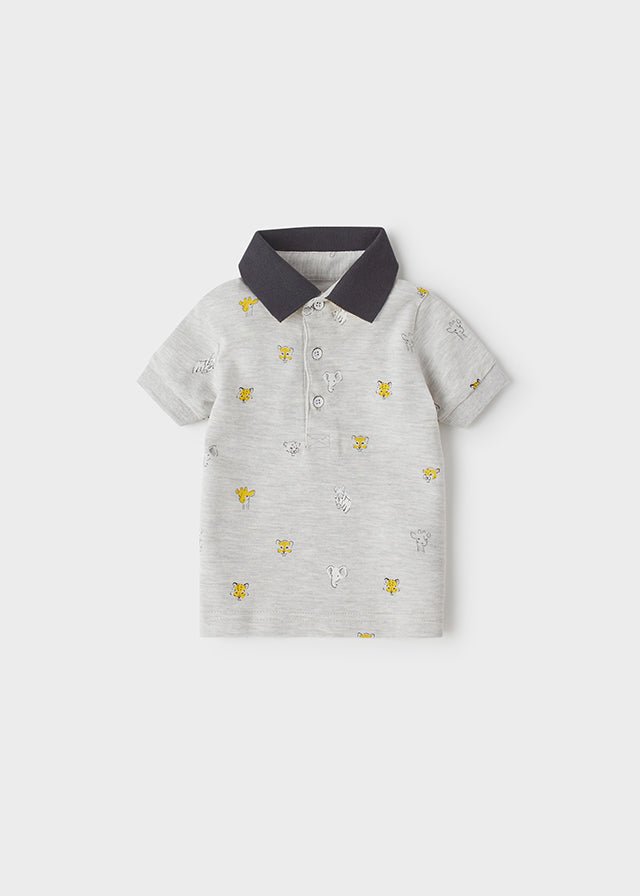 Mayoral Baby Short Sleeve Polo w/ Tigers _Heather Grey 1108 - 33 - NorthBoys