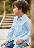 Mayoral Mini L/S Dress Shirt w/Floral Print_ Light Blue 3120 - 48 - NorthBoys