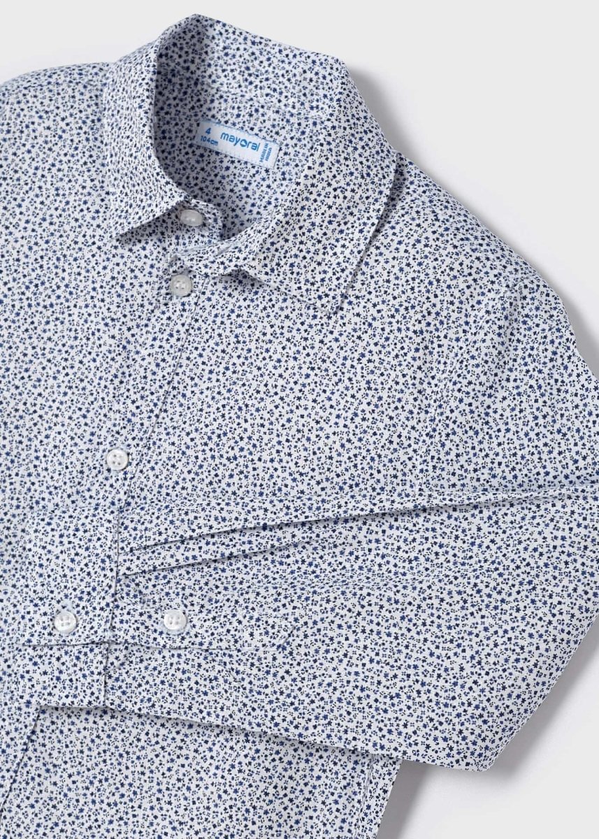 Mayoral Mini L/S Dress Shirt w/Floral Print_ Navy 3120 - 47 - NorthBoys