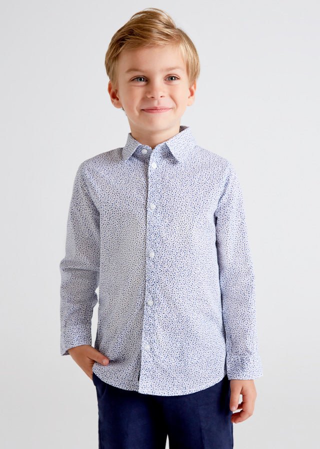 Mayoral Mini L/S Dress Shirt w/Floral Print_ Navy 3120 - 47 - NorthBoys