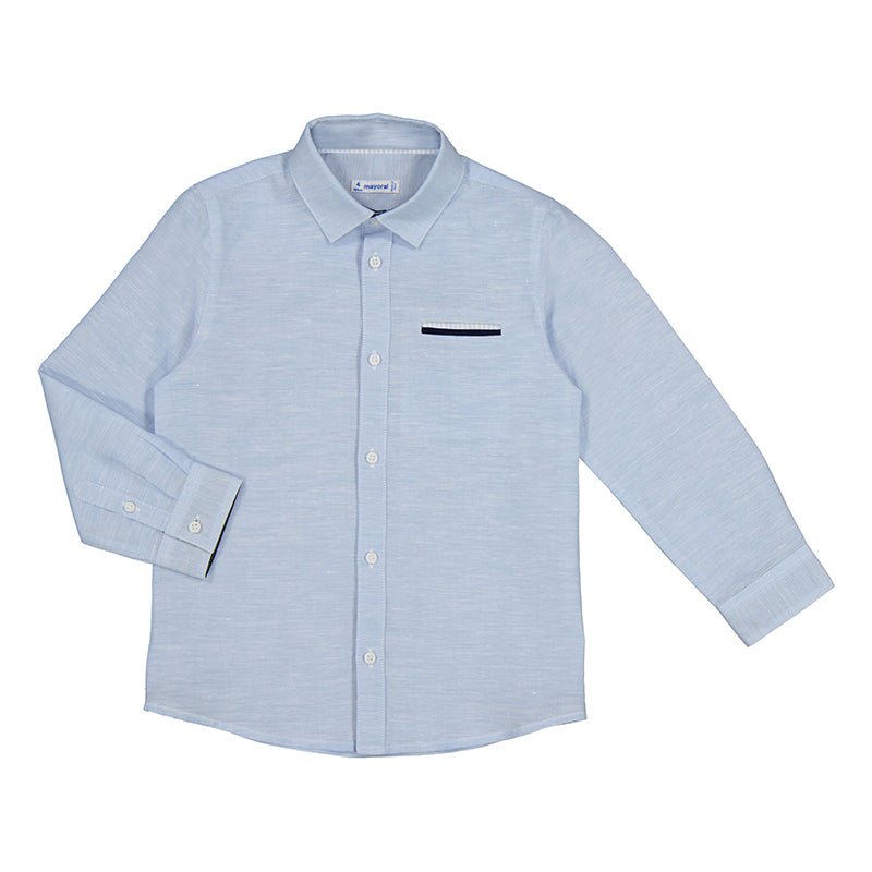 Mayoral Mini Long Sleeve Linen Dress Shirt_ Blue 3165 - 41 - NorthBoys