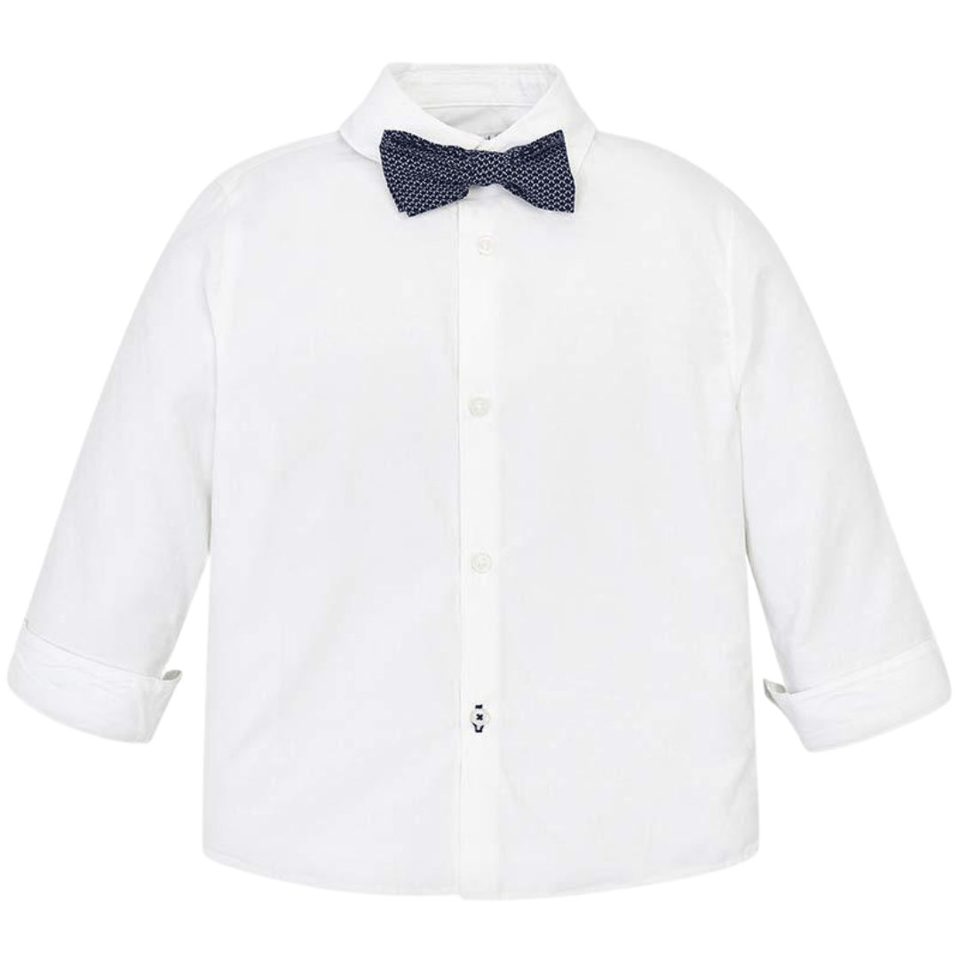 Mayoral Mini Long Sleeve White Shirt with Bow Tie 3139 - NorthBoys