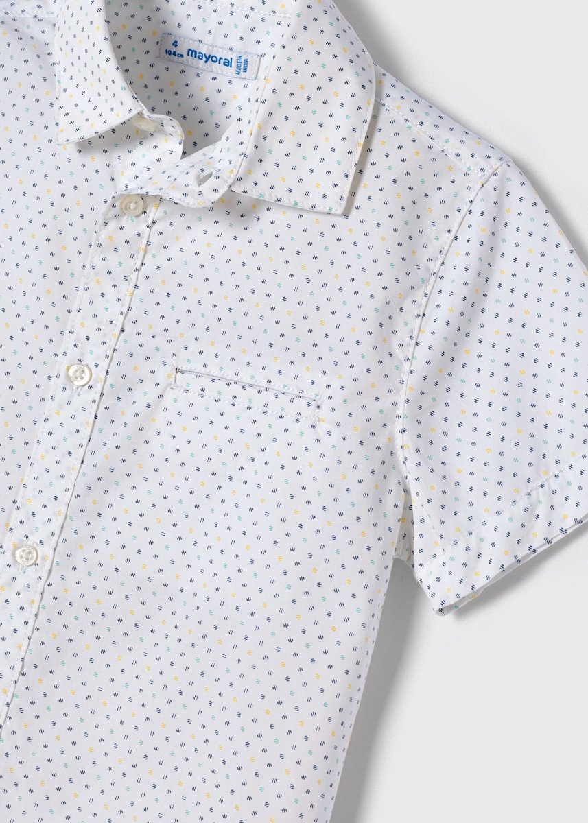 Mayoral Mini S/S Dress Shirt w/Micro Print_ White 3118 - 10 - NorthBoys