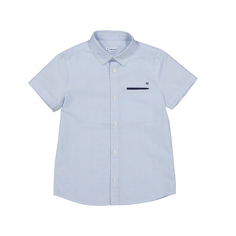 Mayoral Mini Short Sleeve Dress Shirt_ Blue 3159 - NorthBoys
