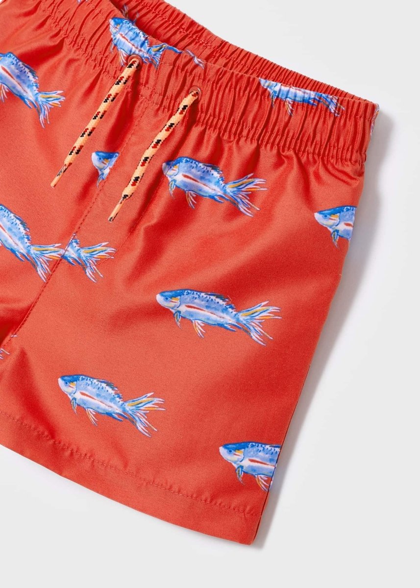 Mayoral Mini Swimming Shorts w/Fish Print_ Red 3664 - 27 - NorthBoys