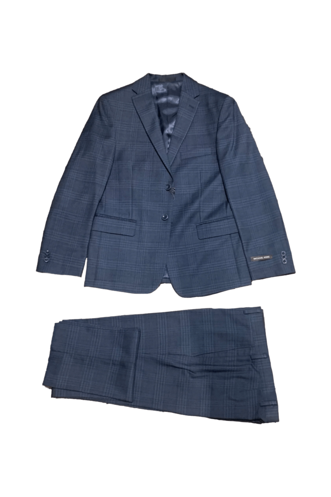 Michael Kors Boys Blue Navy Plaid Wool Suit-NorthBoys