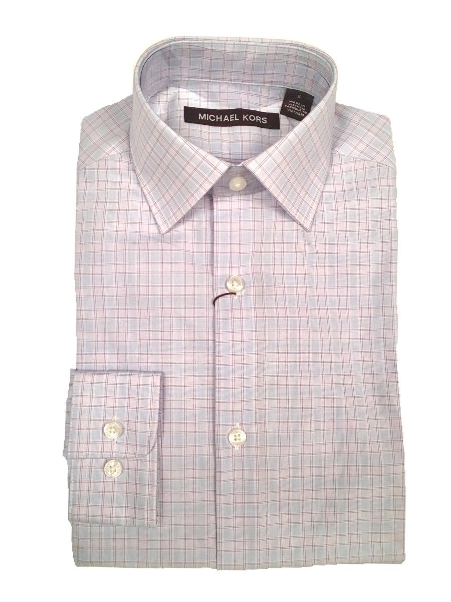 Michael Kors Boys Cotton Plaid Light Blue Shirt - NorthBoys