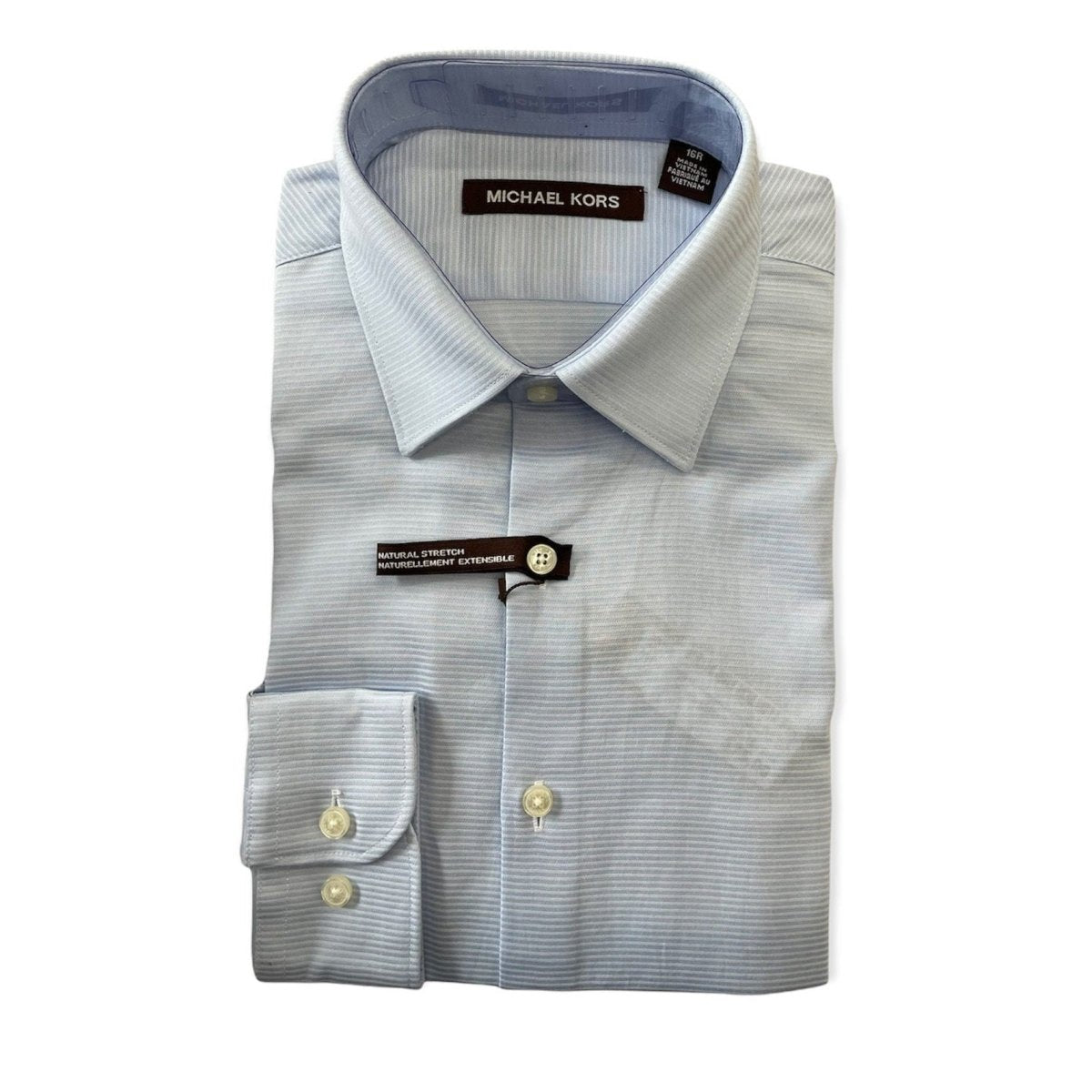 Michael Kors Boys Light Blue Tonal Cotton Dress Shirt - NorthBoys