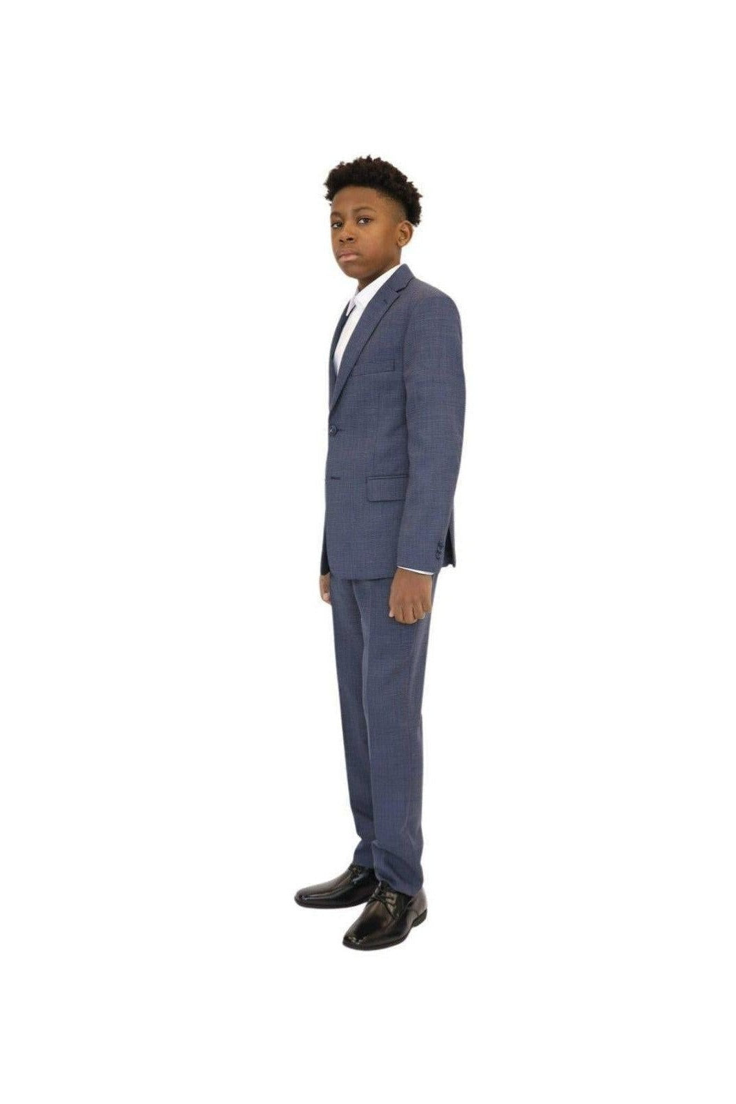 Michael Kors Boys Medium Blue Mini Check Wool Suit-NorthBoys