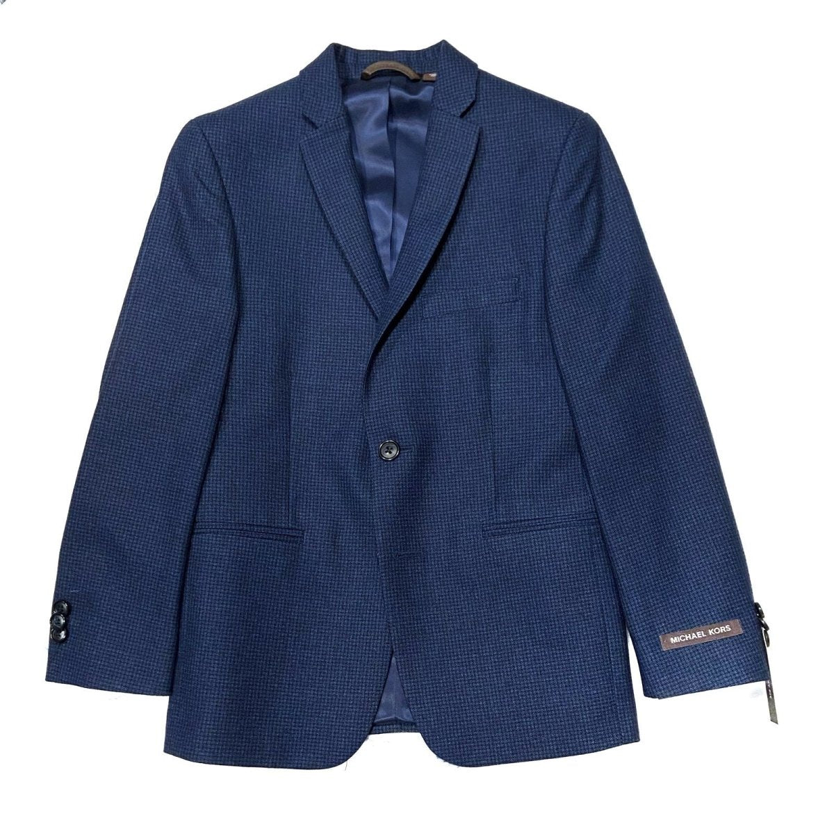 Michael Kors Skinny Fit Navy Grid Wool Sports Jacket V0114-NorthBoys