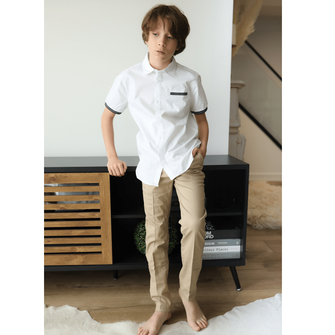 Nukutavake Boys Short Sleeve White Dress Shirt - NorthBoys
