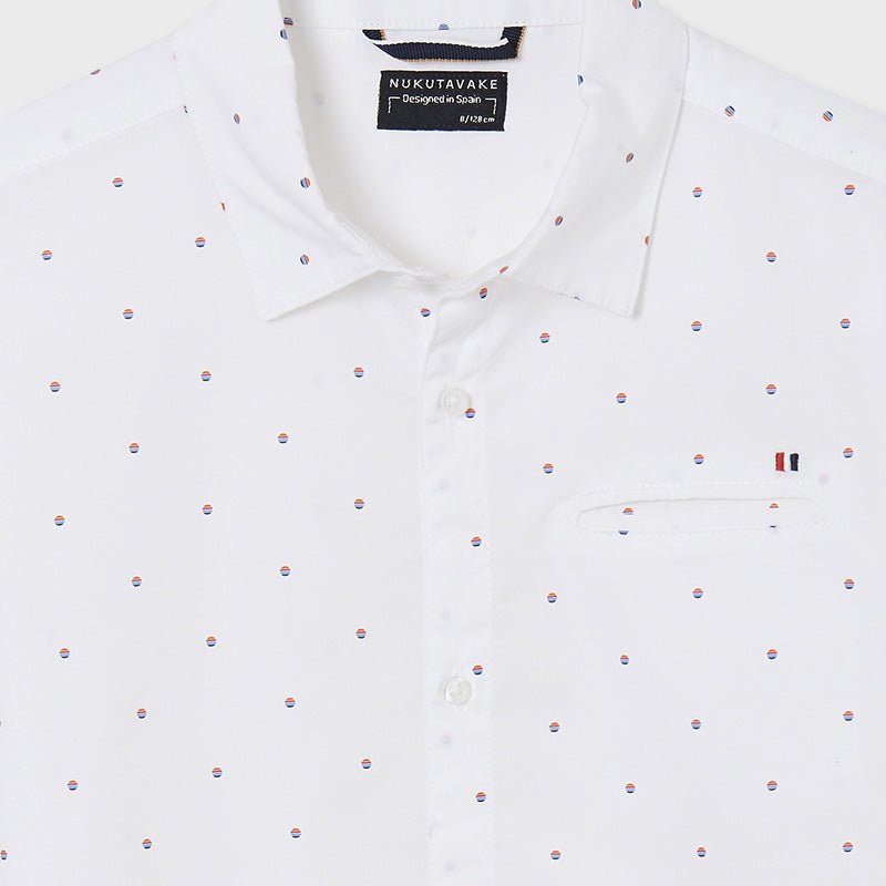 Nukutavake Boys White Print Dress Shirt - NorthBoys