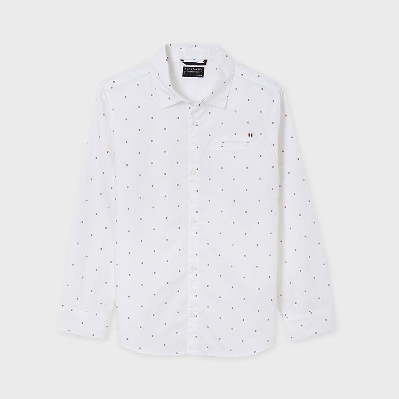 Nukutavake Boys White Print Dress Shirt - NorthBoys