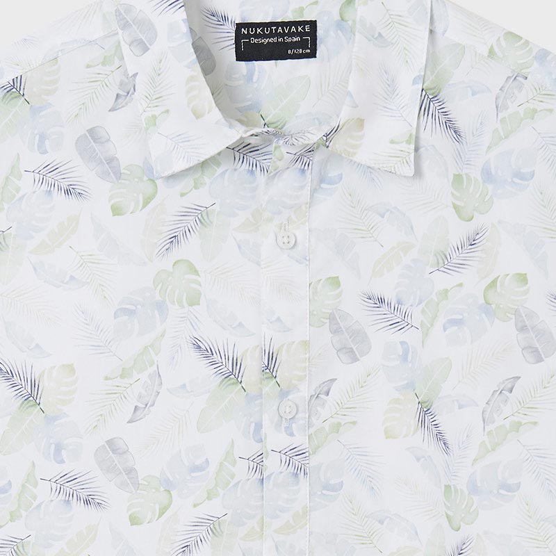 Nukutavake Boys White with Green Print Shirt - NorthBoys