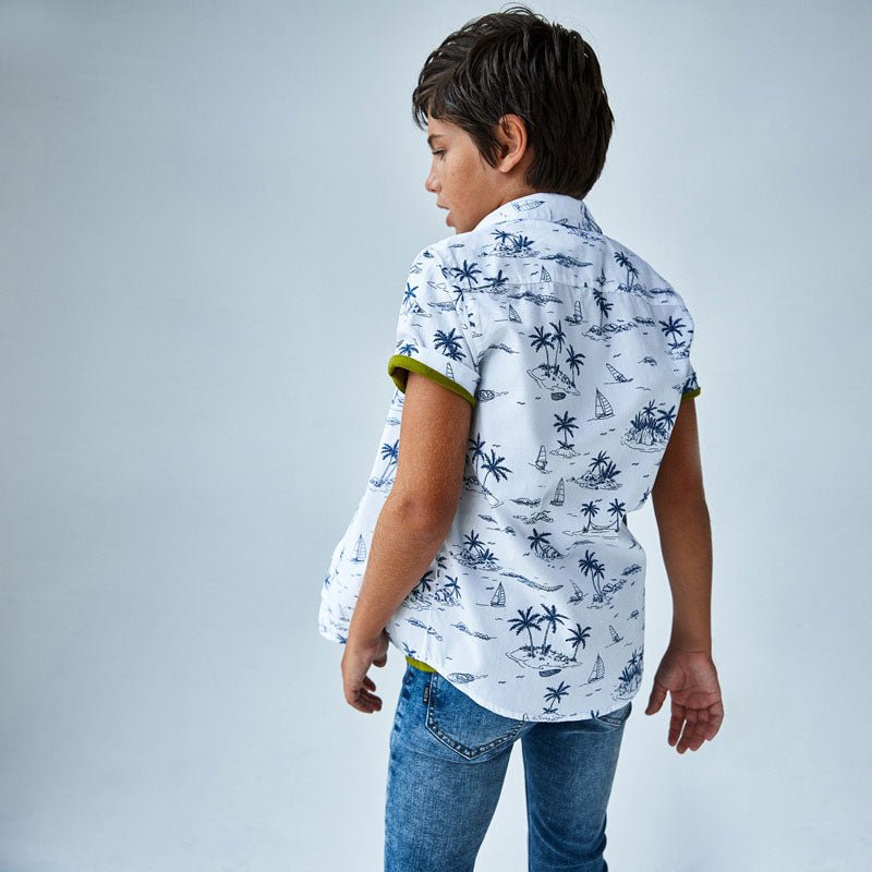 Nukutavake Boys White with Navy Print Shirt - NorthBoys