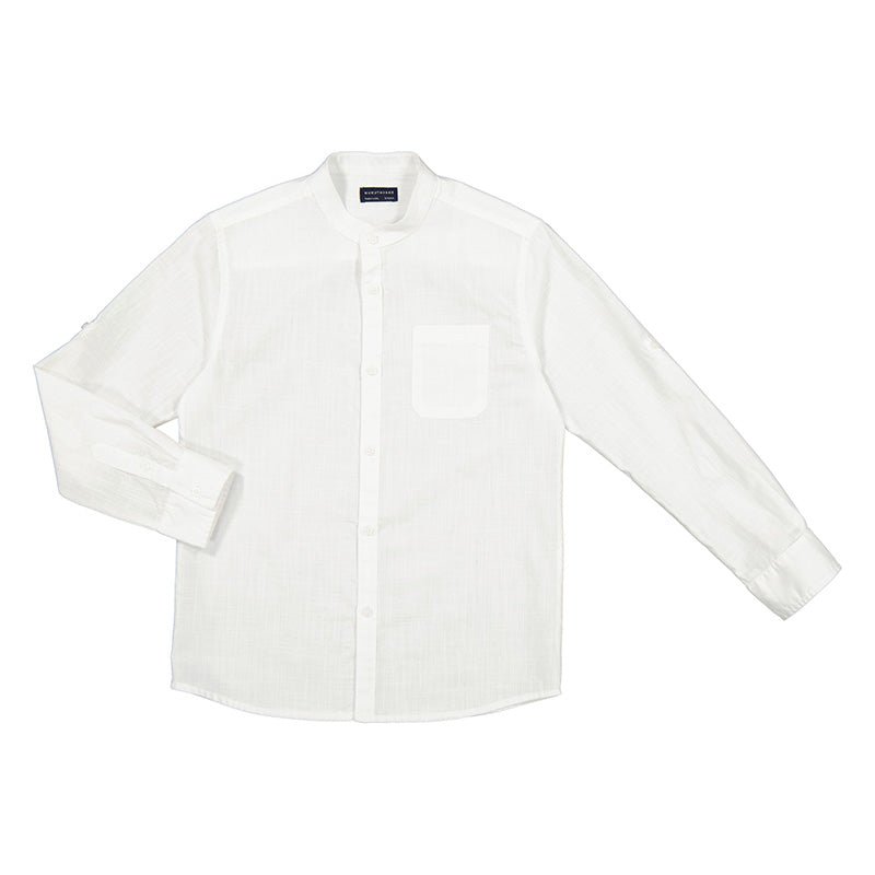 Nukutavake Long Sleeve Mandarin Dress Shirt_White 6115 - NorthBoys