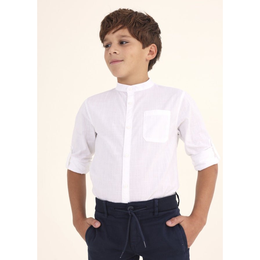 Nukutavake Long Sleeve Mandarin Dress Shirt_White 6115 - NorthBoys