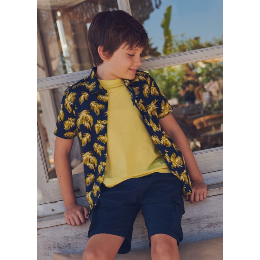 Nukutavake Short Sleeve Leaf Shirt_Navy 6112 - 67 - NorthBoys