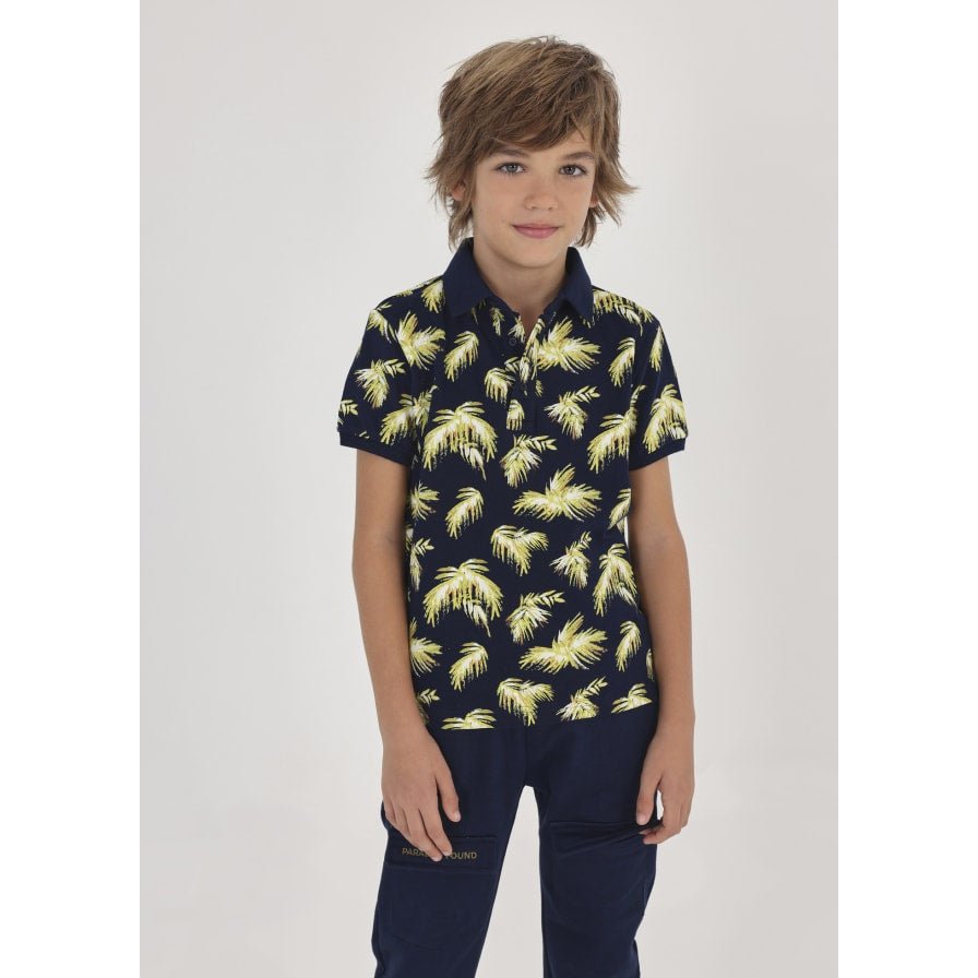 Nukutavake Short Sleeve Palm Tree Polo _Navy 6104 - 40 - NorthBoys