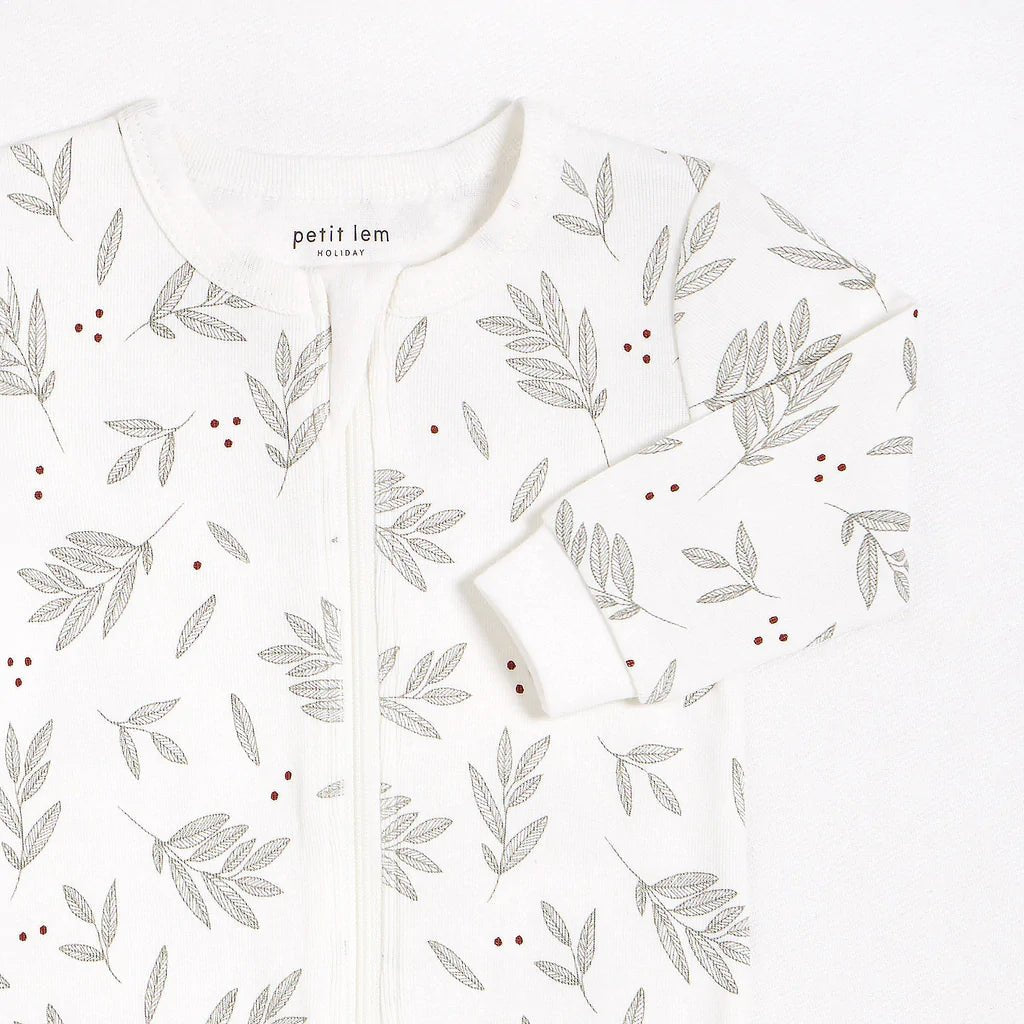 Petit Lem Baby Sleeper w/Leaf Print _Off White 22HRS62010 - 101 - NorthBoys
