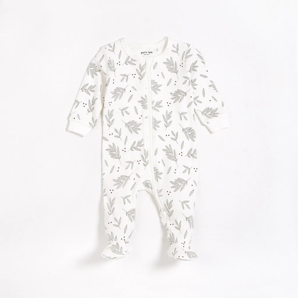 Petit Lem Baby Sleeper w/Leaf Print _Off White 22HRS62010 - 101 - NorthBoys