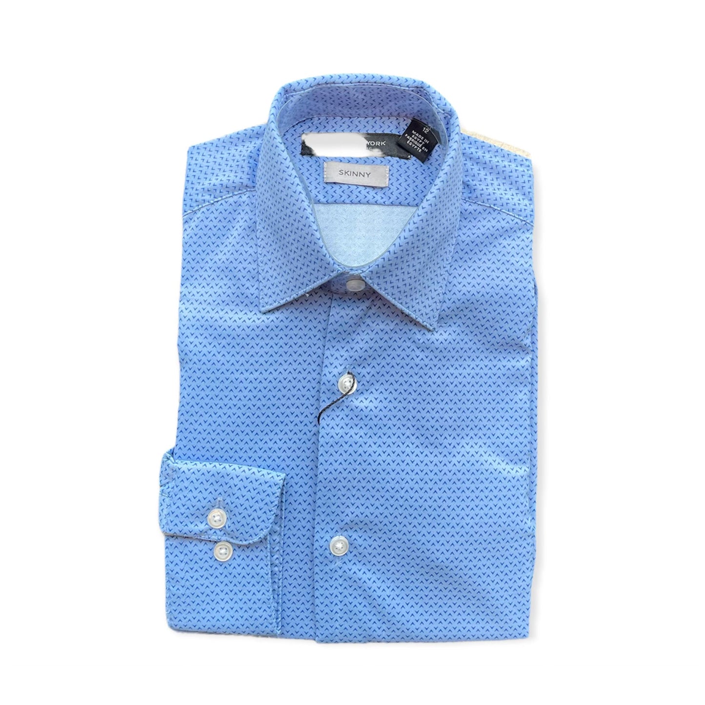 Marc New York Boys Skinny Blue Chevron Dress Shirt MBS0020