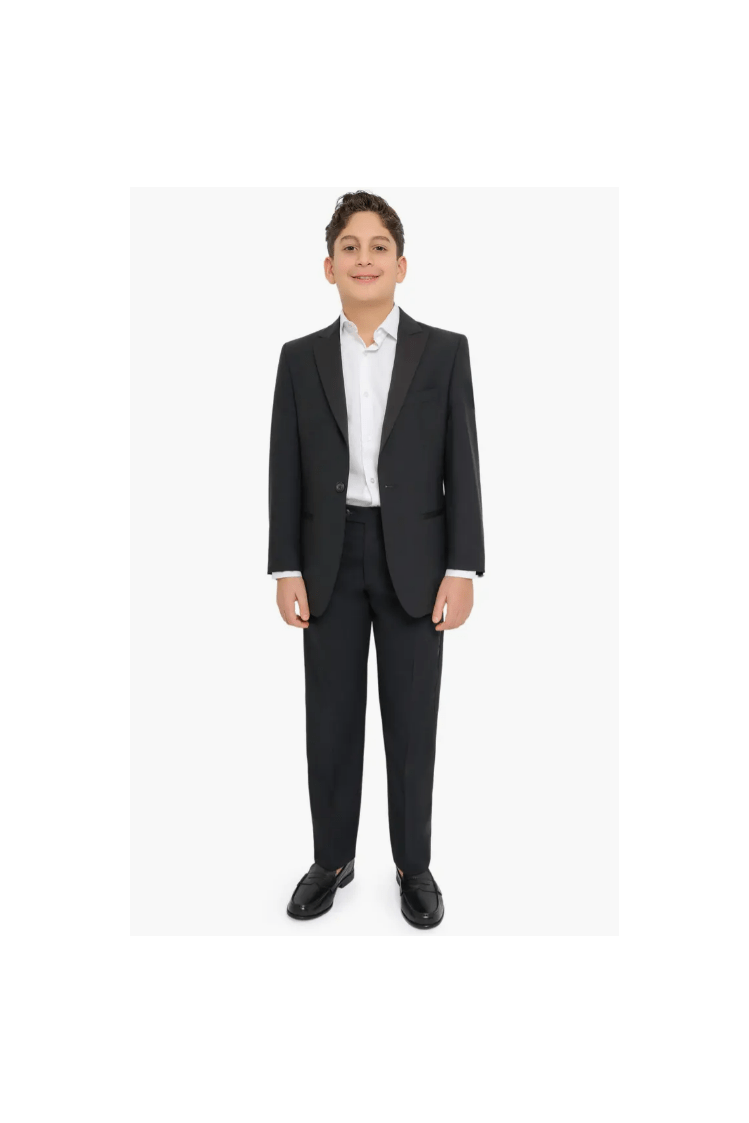 PinoPorte Boys Black Tonal Check Wool Tuxedo-NorthBoys