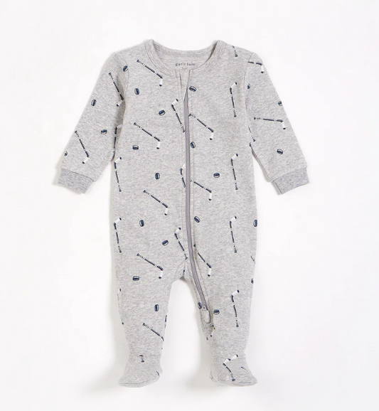 Petit Lem Hockey Print Sleeper _Grey 22FRS64065-904