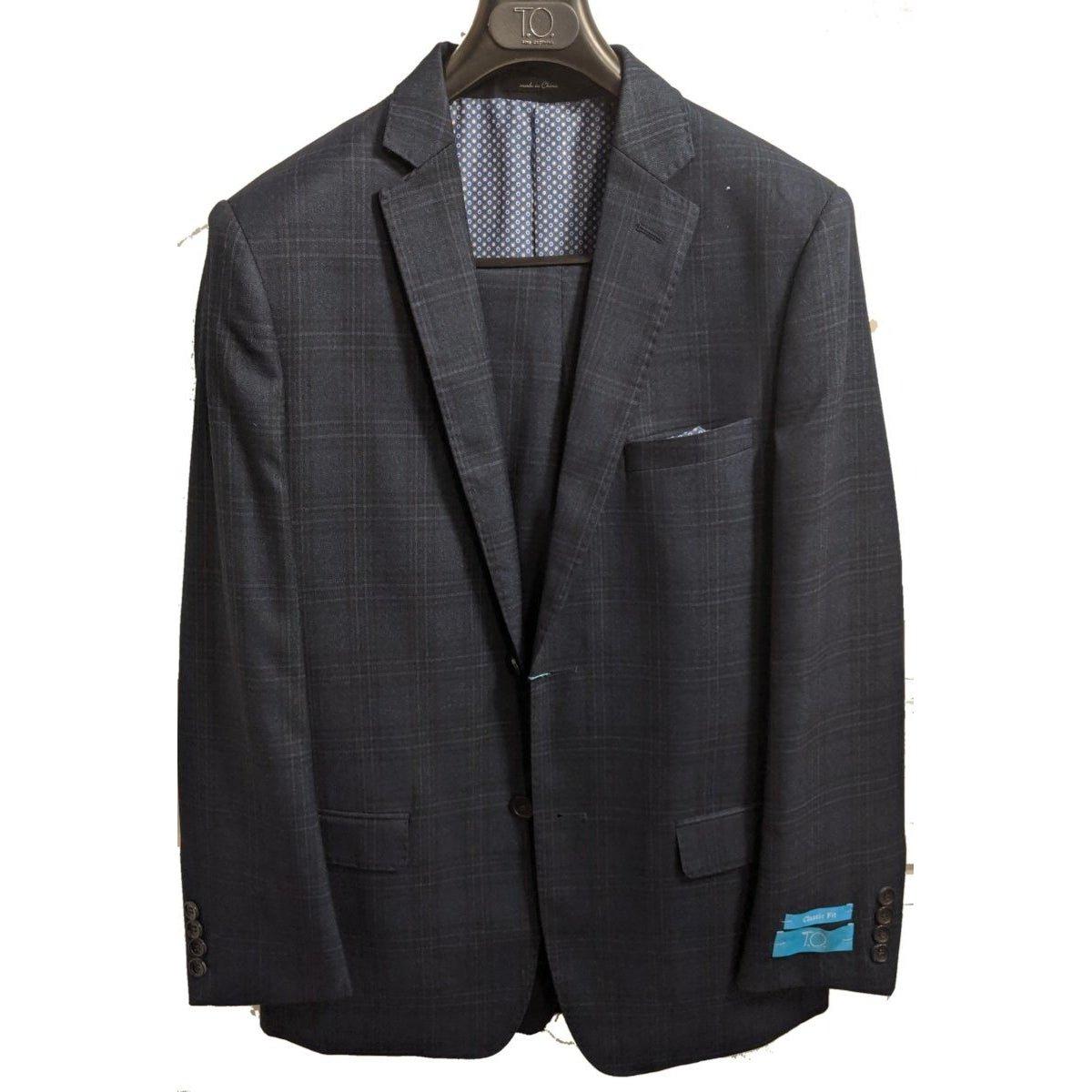 T.O. Collection Boys Classic Dark Blue Plaid Suit 3720-1C-NorthBoys