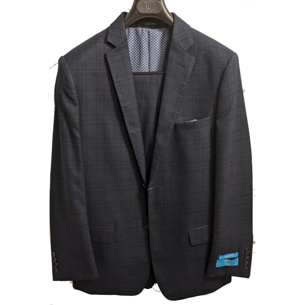 T.O. Collection Boys Classic Dark Blue Plaid Suit 3720-1C-NorthBoys