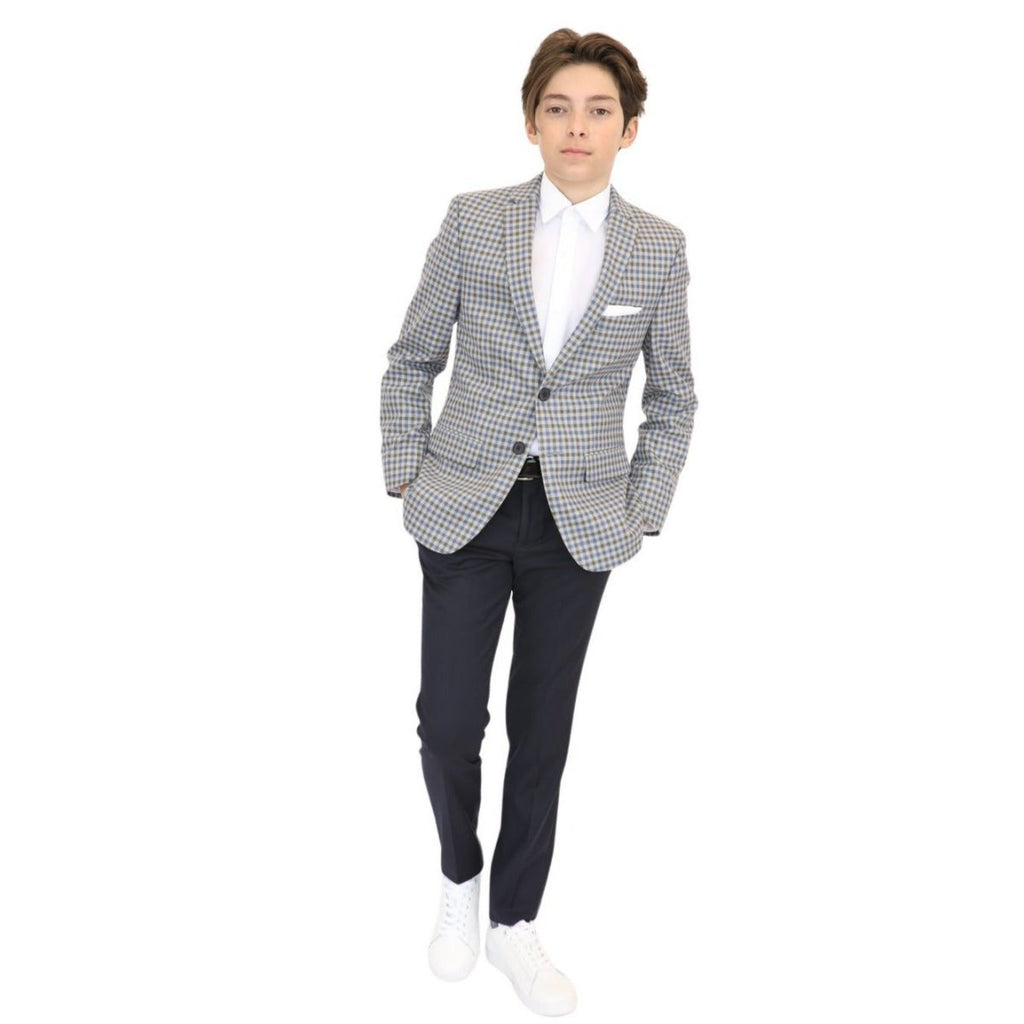 Tallia Boys Beige/Blue/Brown Check Sports Jacket-NorthBoys