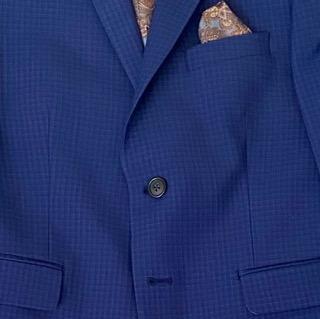Tallia Boys Slim Blue Grid Wool Suit BZ0064-NorthBoys
