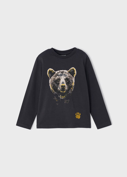 Mayoral Mini L/S Bear Shirt _Grey 4006-24