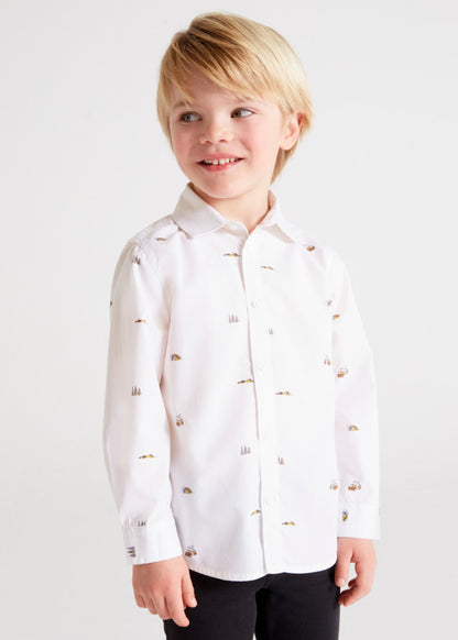 Mayoral Mini L/S Patterned Dress Shirt _White 4186-48