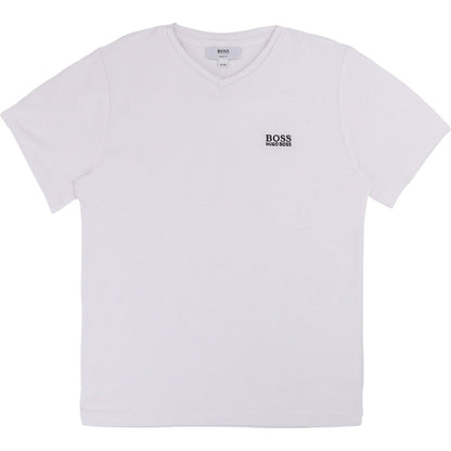 Hugo Boss Boys Basic Short Sleeves V Neck T-Shirt T-Shirts Hugo Boss White 4 