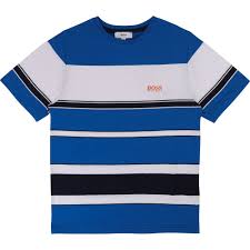 Hugo Boss Boys Short Sleeve Striped T-Shirt J25D83 T-Shirts Hugo Boss Marine Blue 8 