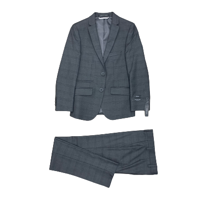 Marc New York Boys Charcoal Plaid Suit W0652