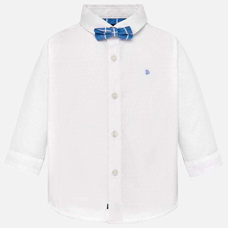 Mayoral Baby Long Sleeve White or Blue Dress Shirt with Bow Tie 1132-Mayoral-NorthBoys