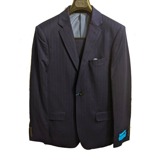 T.O. Collection Boys Slim Fit Blue Striped Suit 1874-9S Suits (Boys) T.O. Collection 