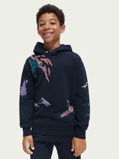 Scotch & Soda Boys All Over Print Hoodie _Navy 167622-605Z